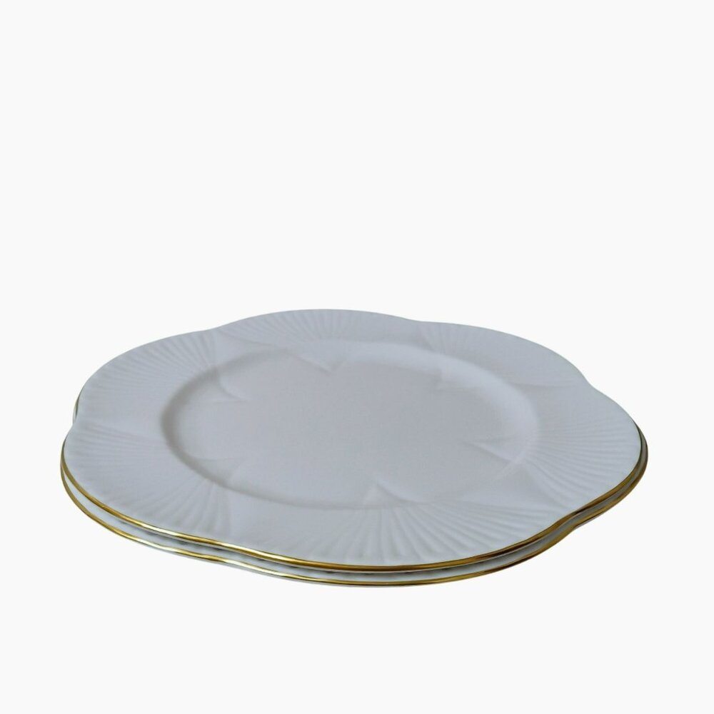 Vintage Shelley Regency White Dinner Plates Set of 2 Gold Trim England 1940s - Picture 4 of 8